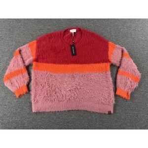 One Teaspoon Sweater Womens 2XL Sunset Colour Block Fuzzy Soft Cozy Pullover